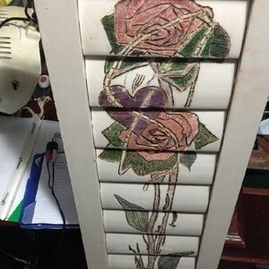 Floral Painted Wooden Shutter Decor